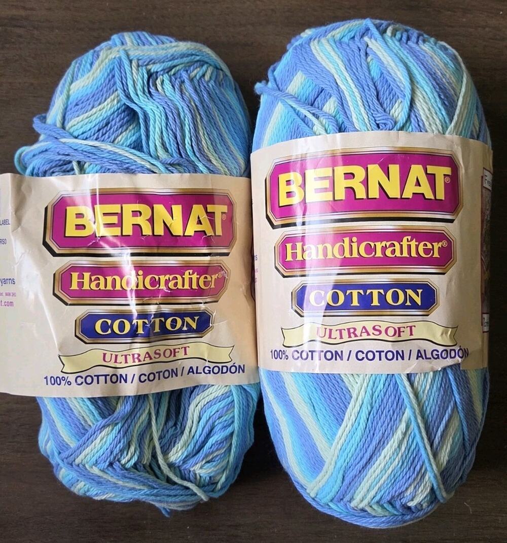 Bernat Handicrafter Cotton Ultrasoft Meadow Blue Variegated Yarn Lot 12oz